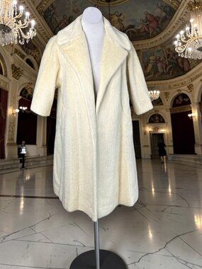 Lilli Ann Vintage 50s 60s Cream Ivory Mohair Swing Coat